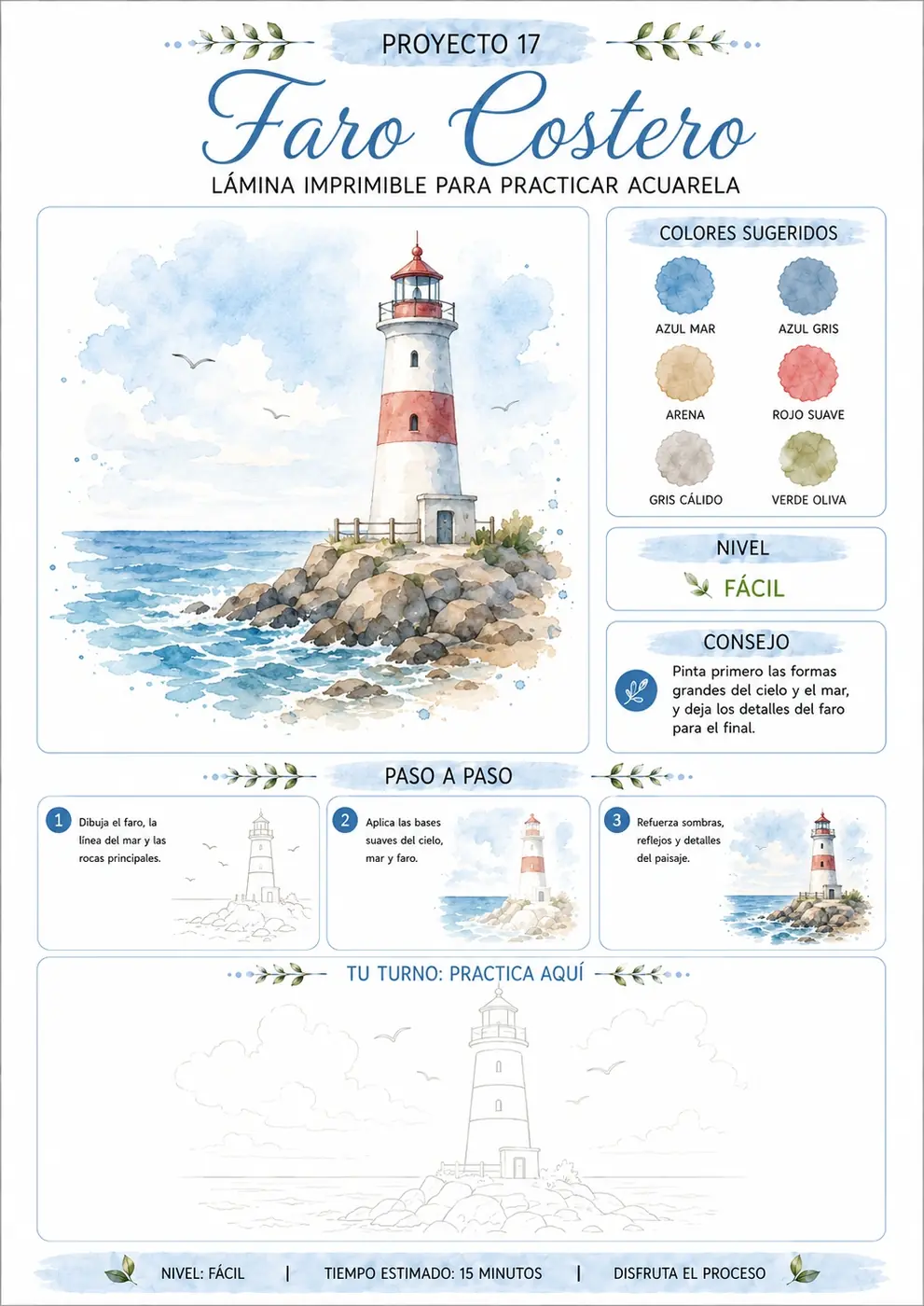 Lámina imprimible Faro costero